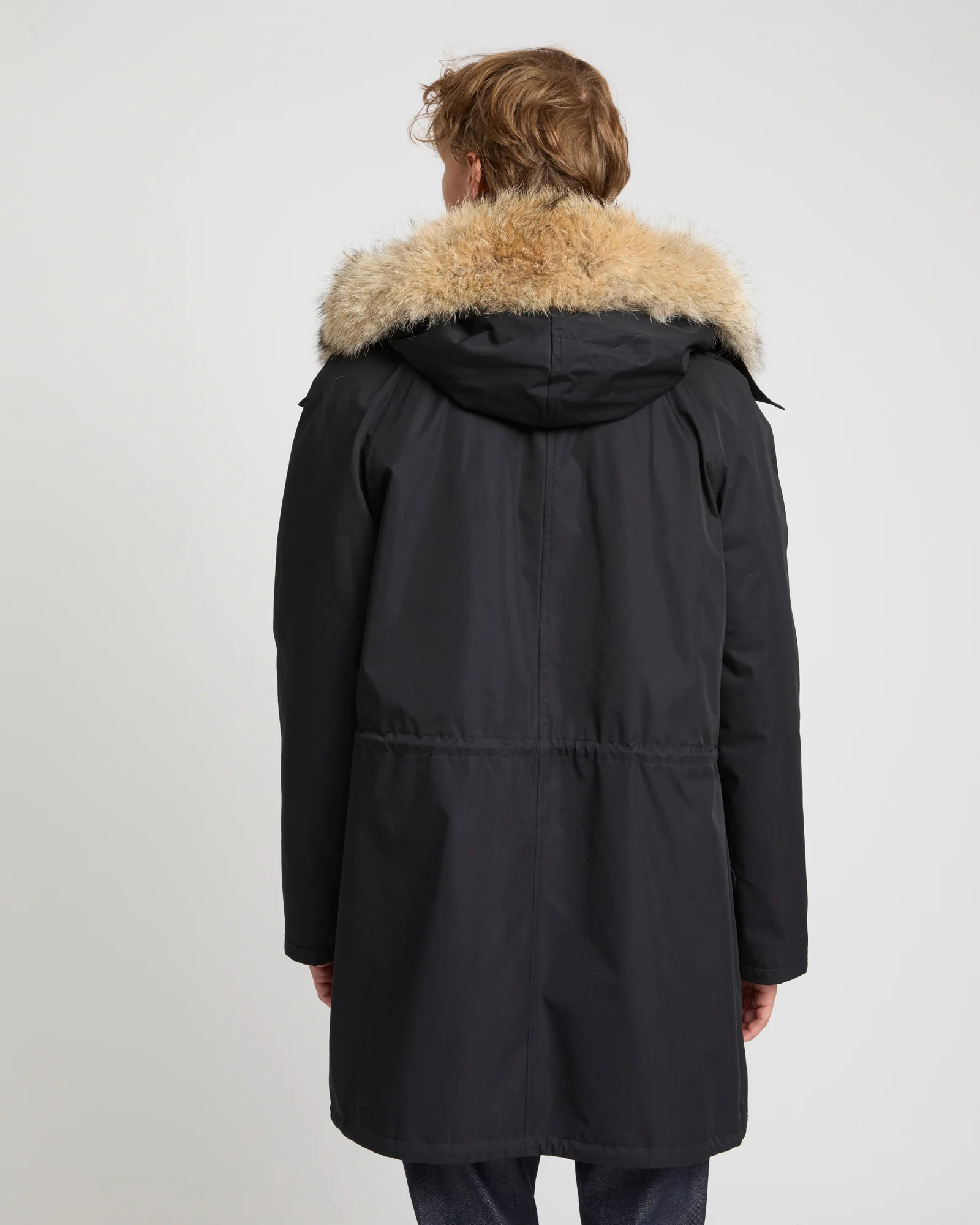 Long Iconic parka in technical cotton with coyote and rabbit fur – Image 4