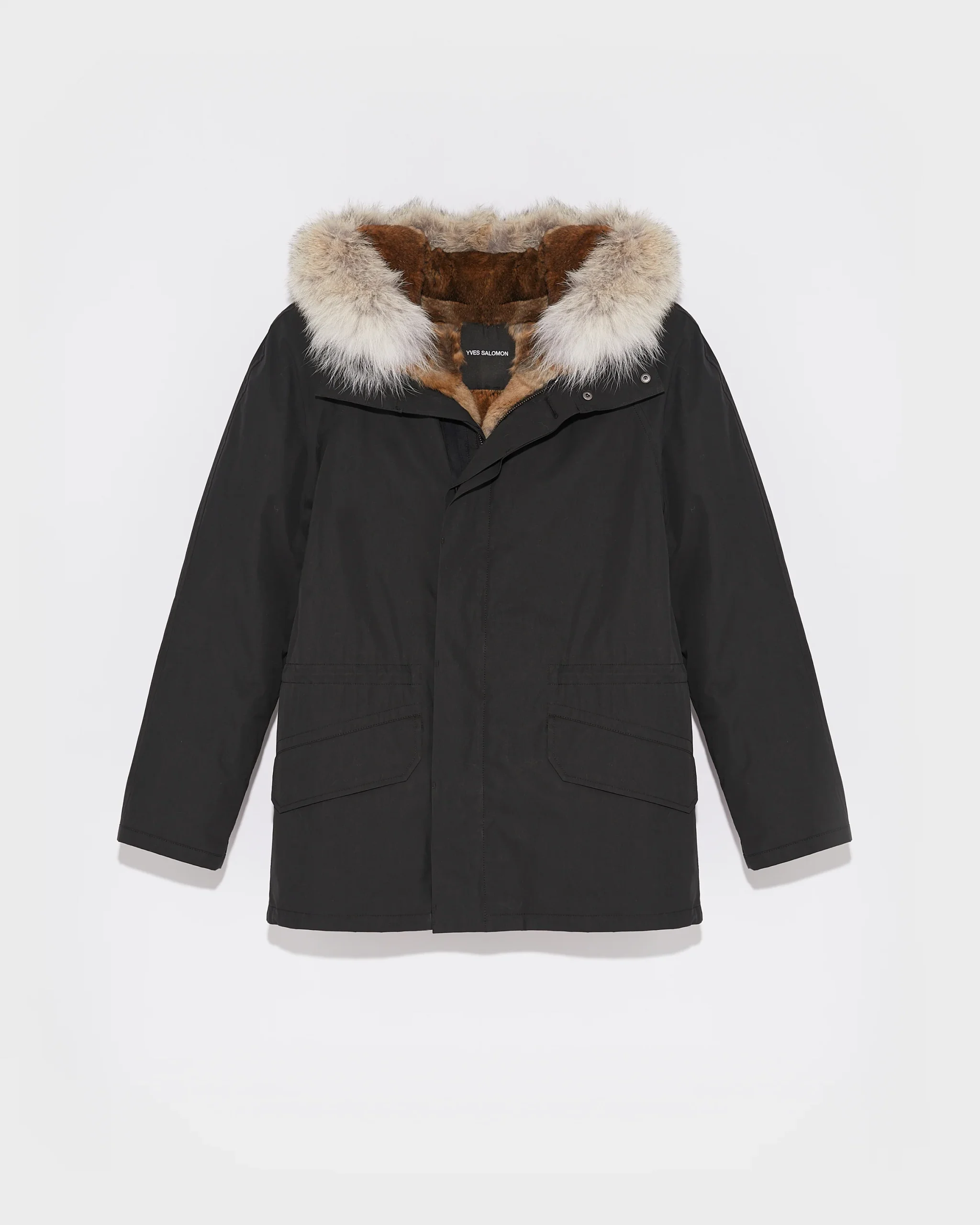 Short Iconic parka in technical cotton and coyote and rabbit fur – Image 6