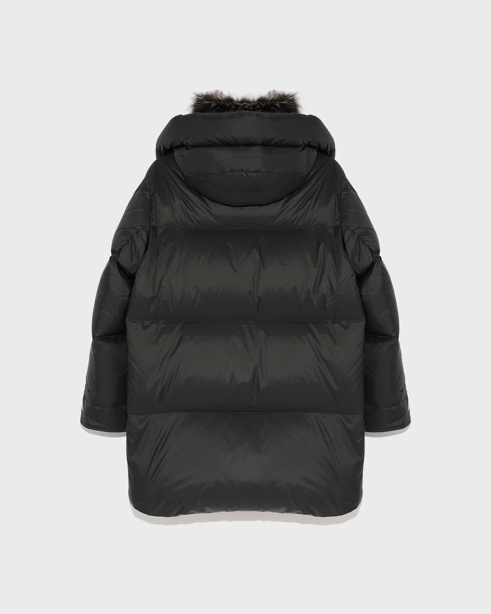 3/4 down jacket in water-repellent technical fabric with fox fur collar trim – Image 6