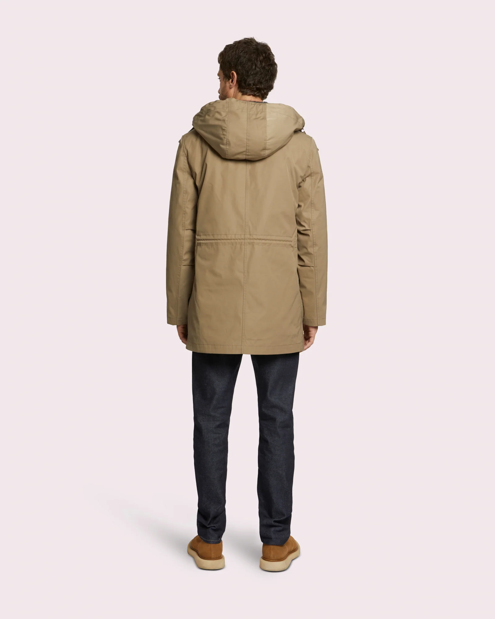Regular parka in gabardine and mink fur - beige – Image 4