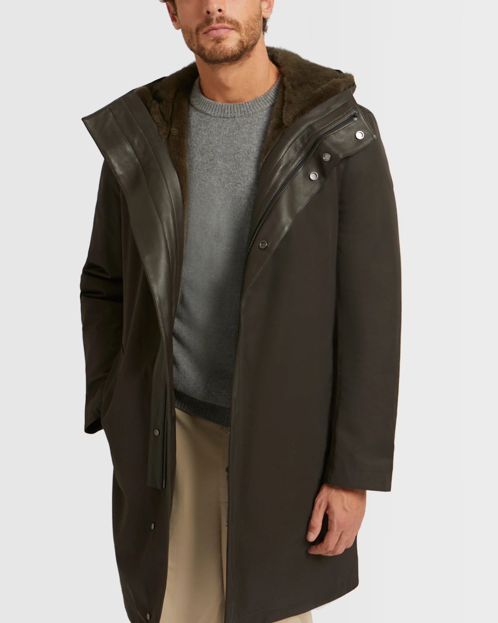 Hooded Coat In waterproof Gabardine And Mink fur – Image 4