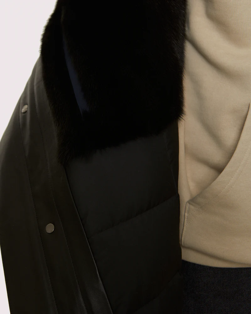 Hooded Coat In waterproof Gabardine And Mink fur – Image 5