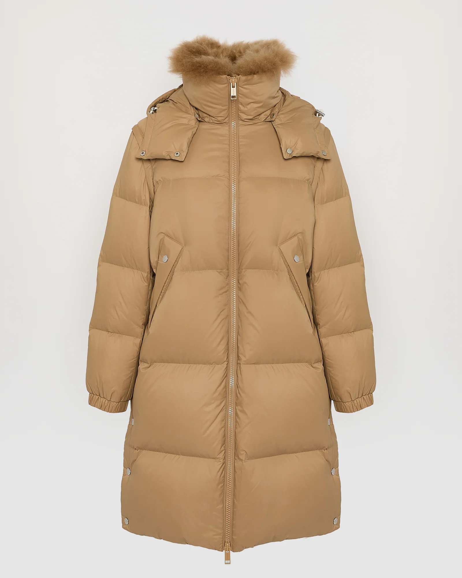 7/8 Long down jacket in water-repellent technical fabric with collar trim in fluffy lambswool – Image 6