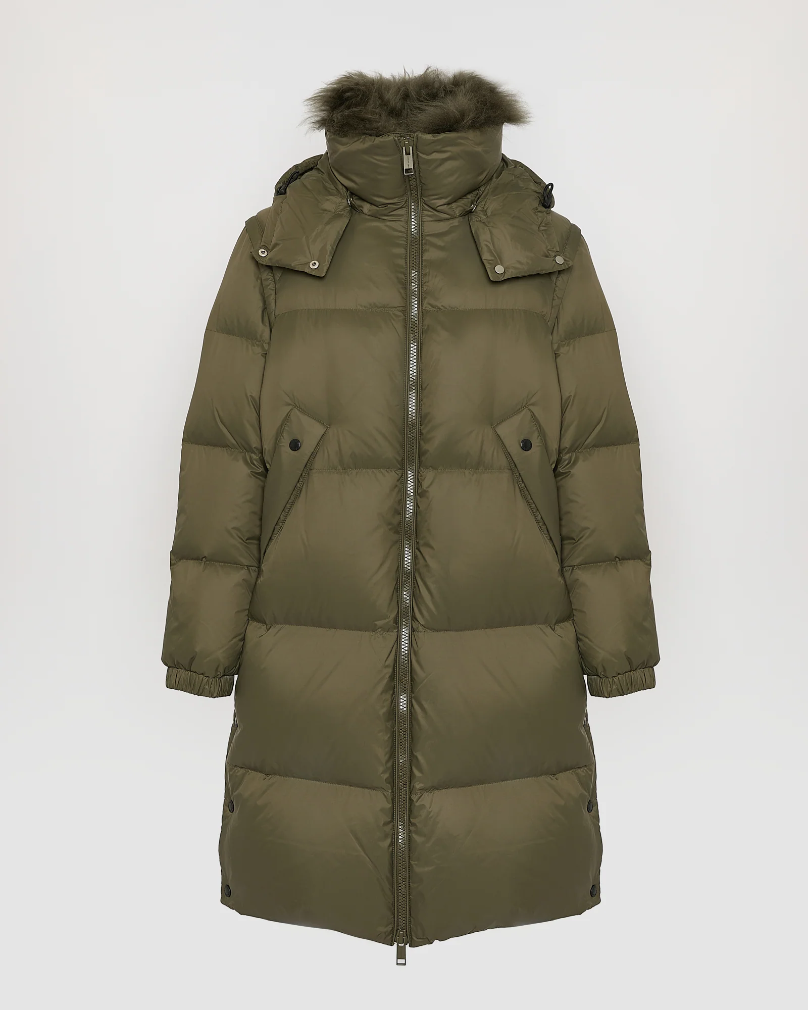 7/8 Long down jacket in water-repellent technical fabric with collar trim in fluffy lambswool – Image 6