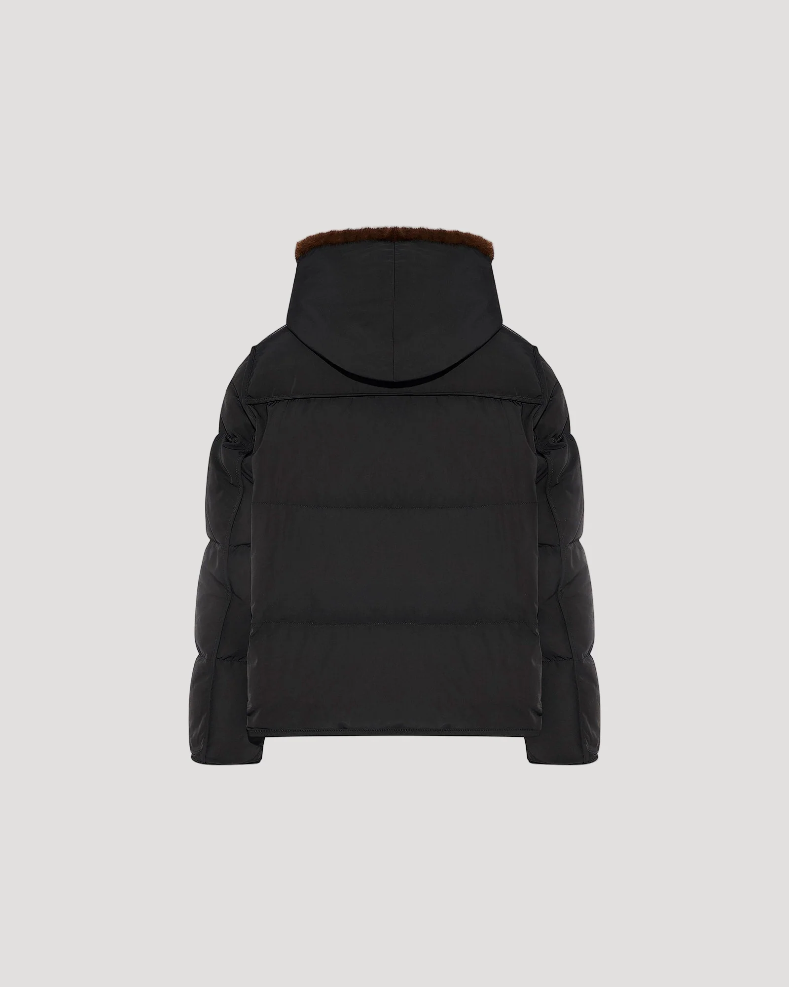 Iconic "A" line down jacke with mink fur hooded bib – Image 6