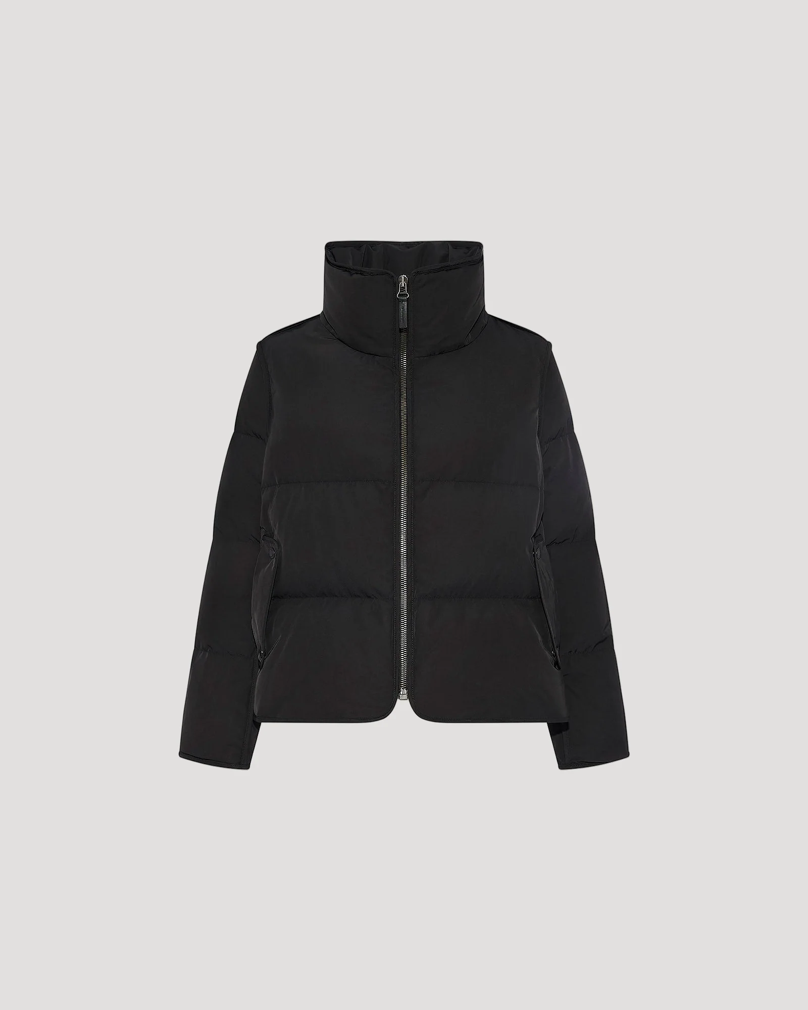 Iconic "A" line down jacke with mink fur hooded bib – Image 8