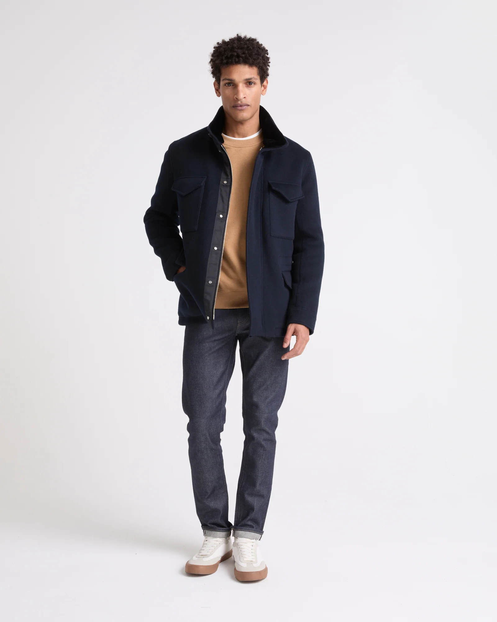 Field jacket in double-sided wool-cashmere with mink trim – Image 2