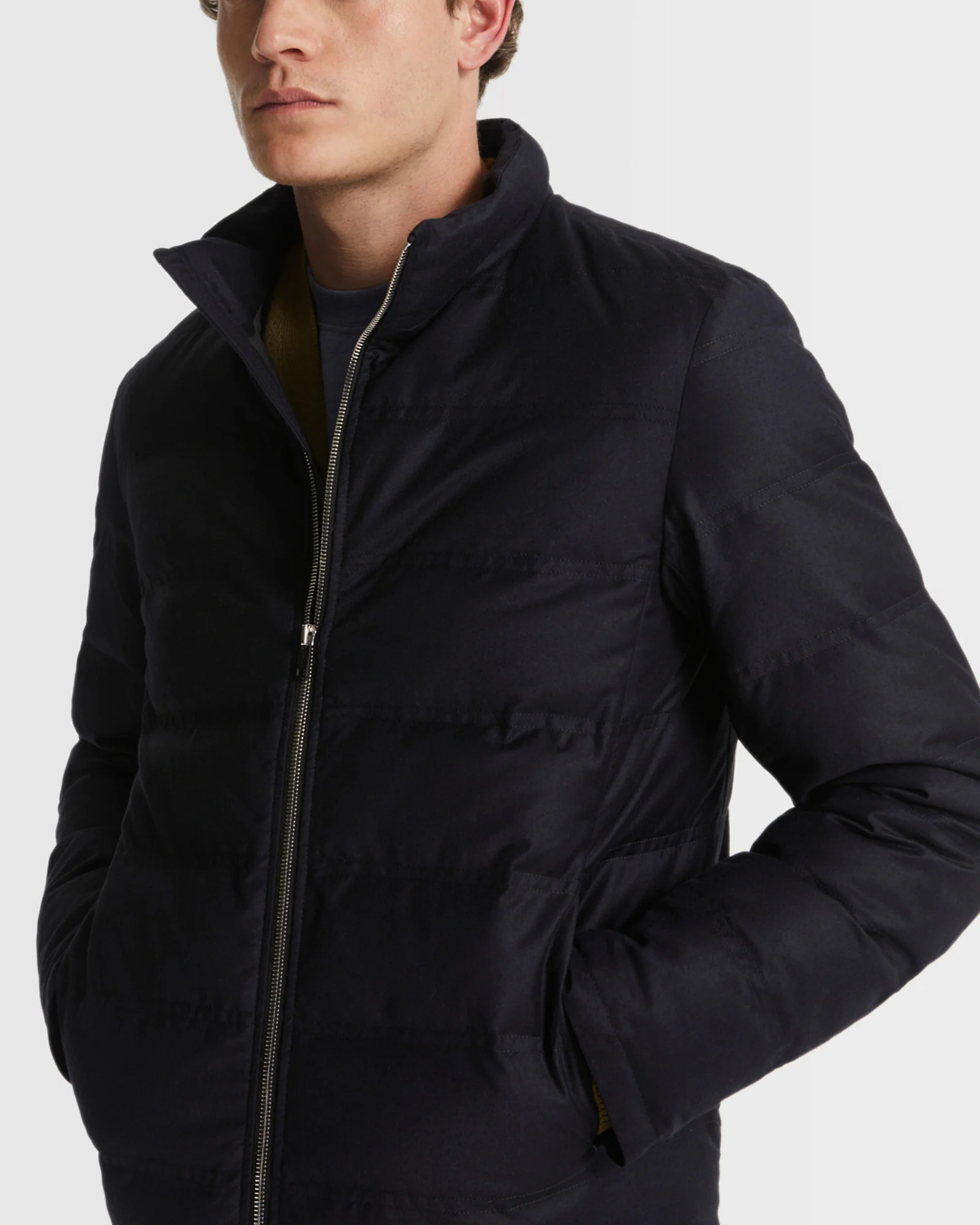 Collar down jacket in waterproof Loro Piana fabric – Image 2