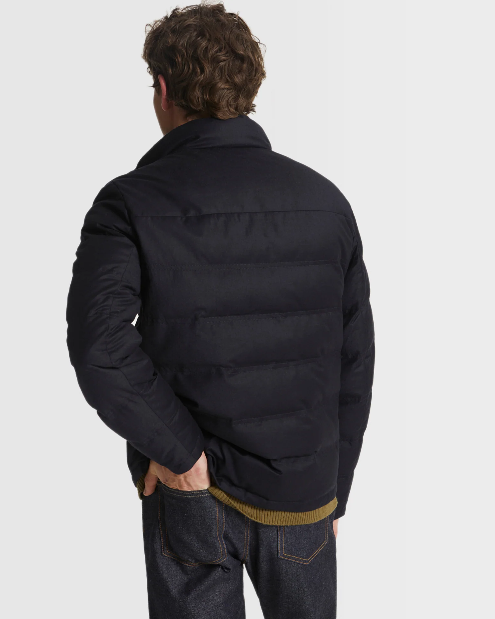 Collar down jacket in waterproof Loro Piana fabric – Image 3