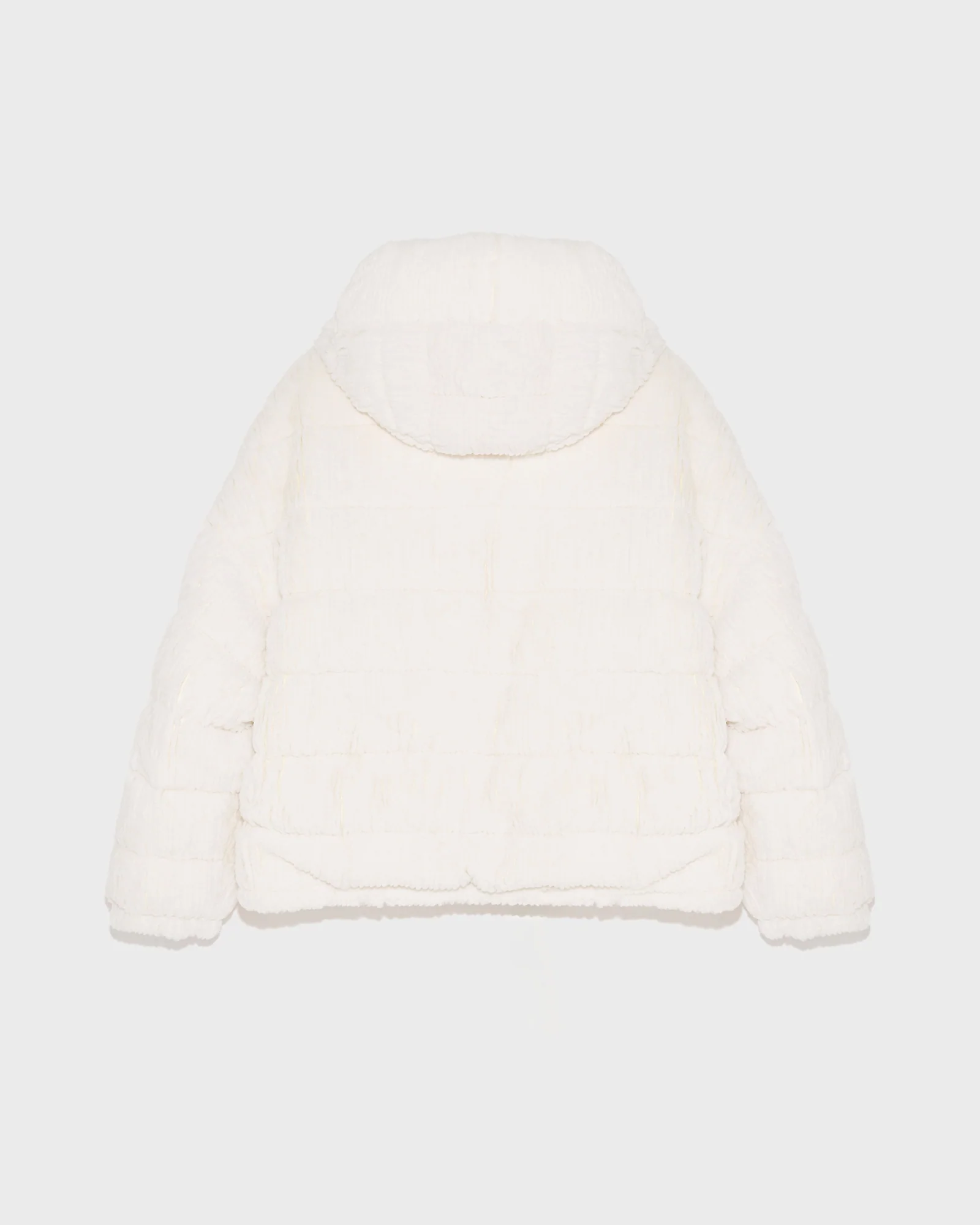 Short hooded down jacket in technical fabric reversible ribbed rex rabbit fur – Image 6