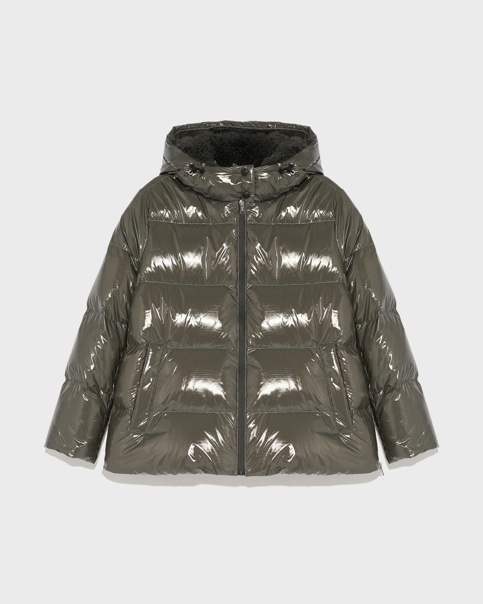 Hooded down jacket in shiny laminated nylon – Image 6