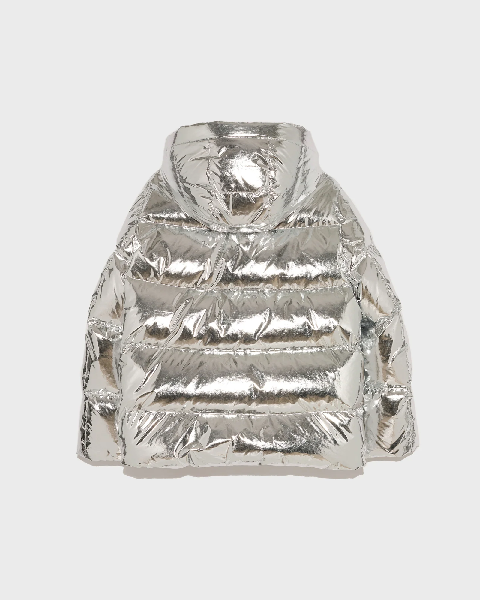 Hooded down jacket in shiny laminated nylon – Image 7