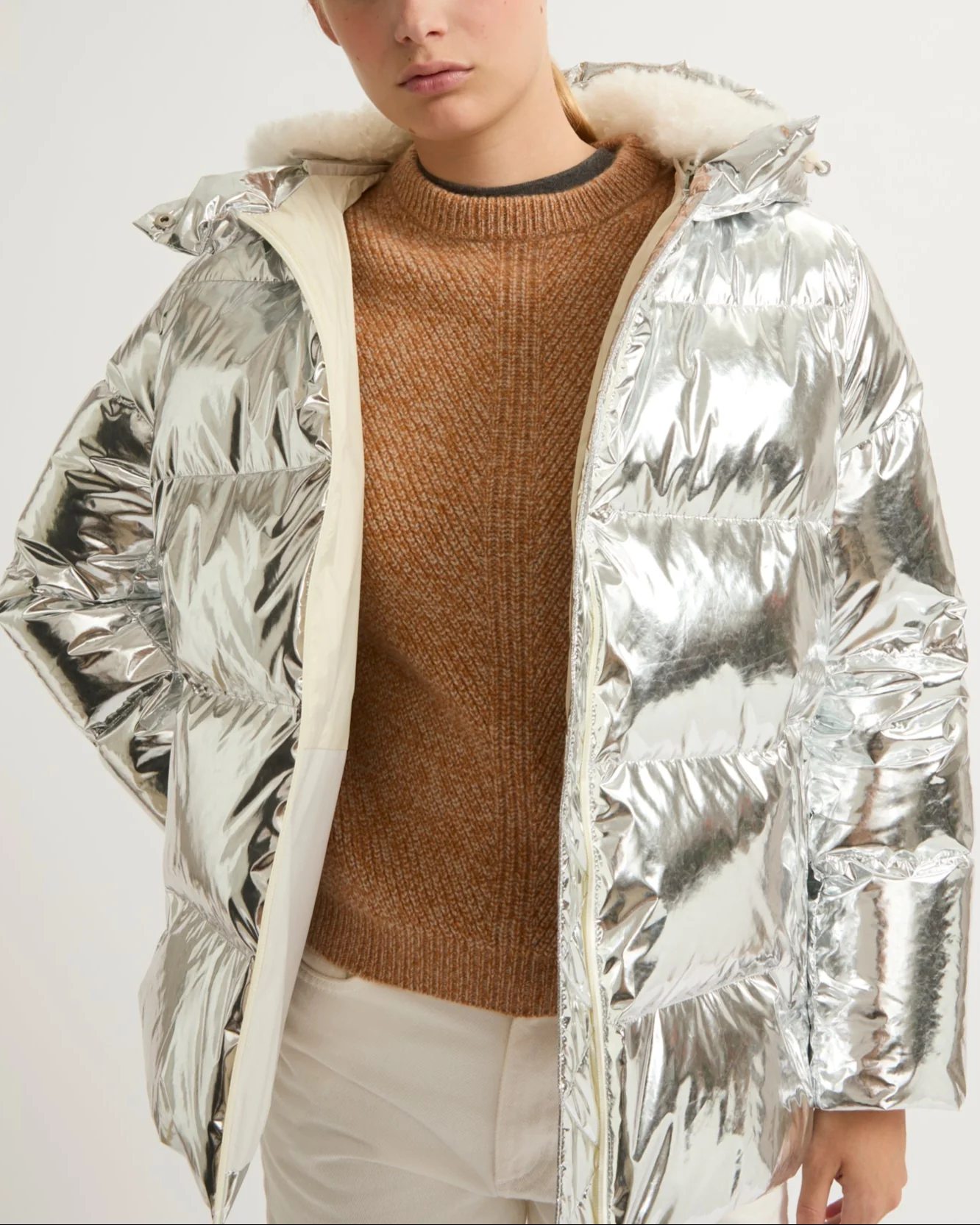 Hooded down jacket in shiny laminated nylon – Image 4