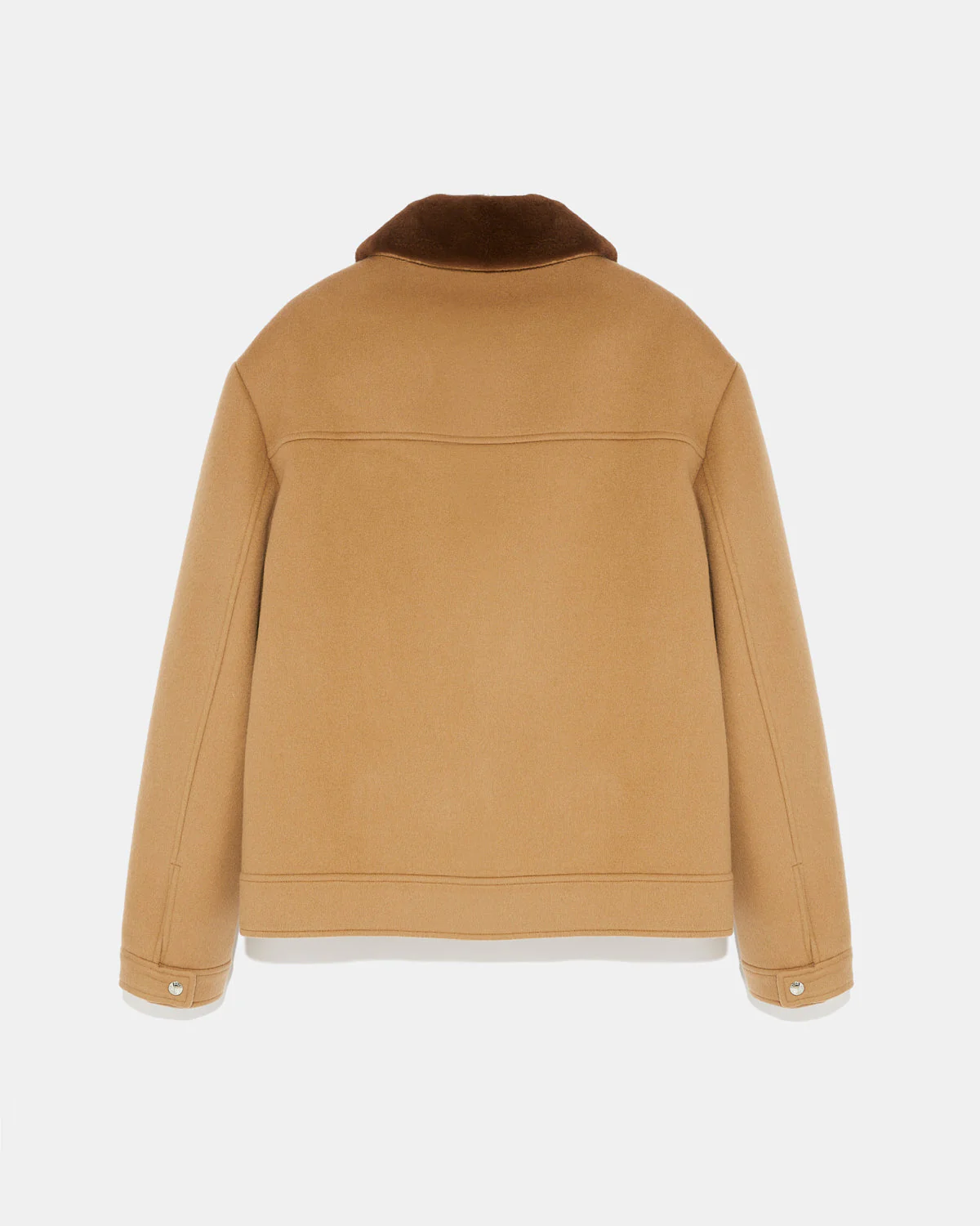 Zipped jacket in double-sided wool-cashmere fabric with mink collar – Image 7