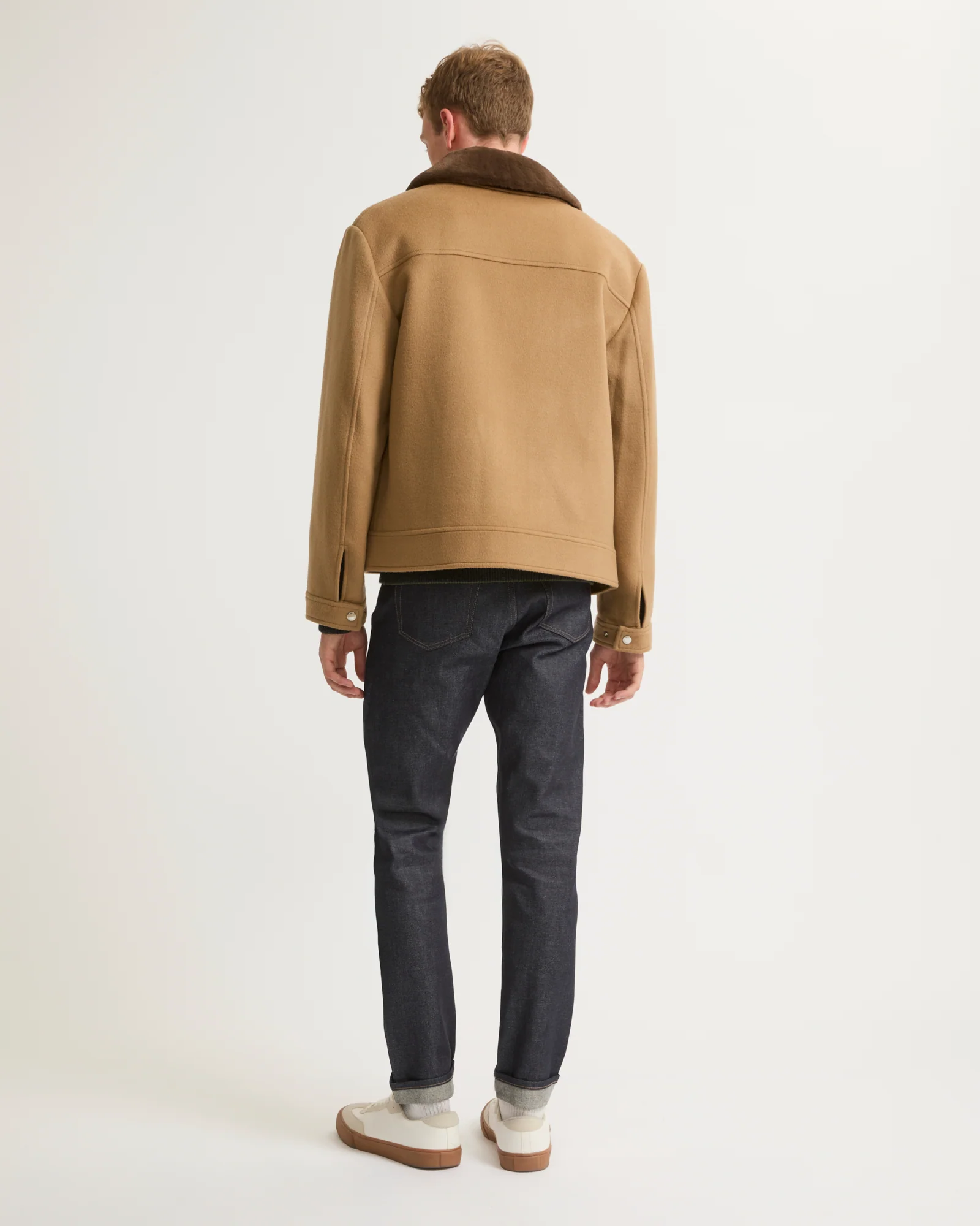 Zipped jacket in double-sided wool-cashmere fabric with mink collar – Image 5