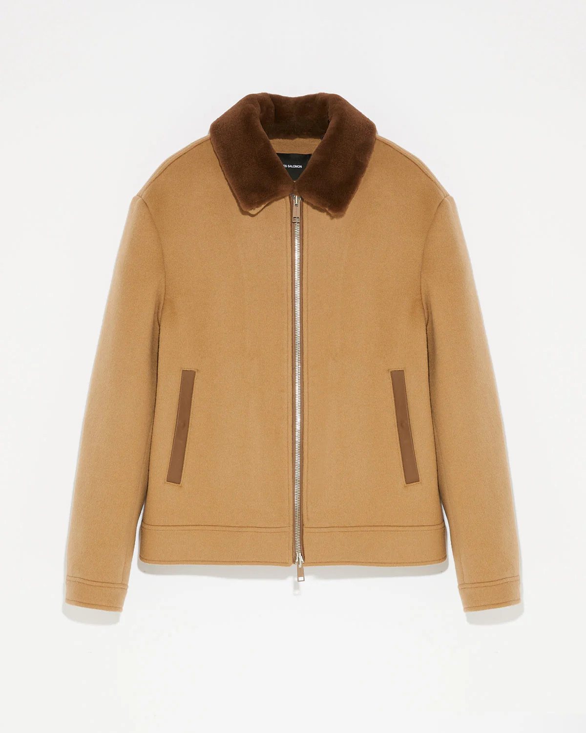 Zipped jacket in double-sided wool-cashmere fabric with mink collar – Image 6