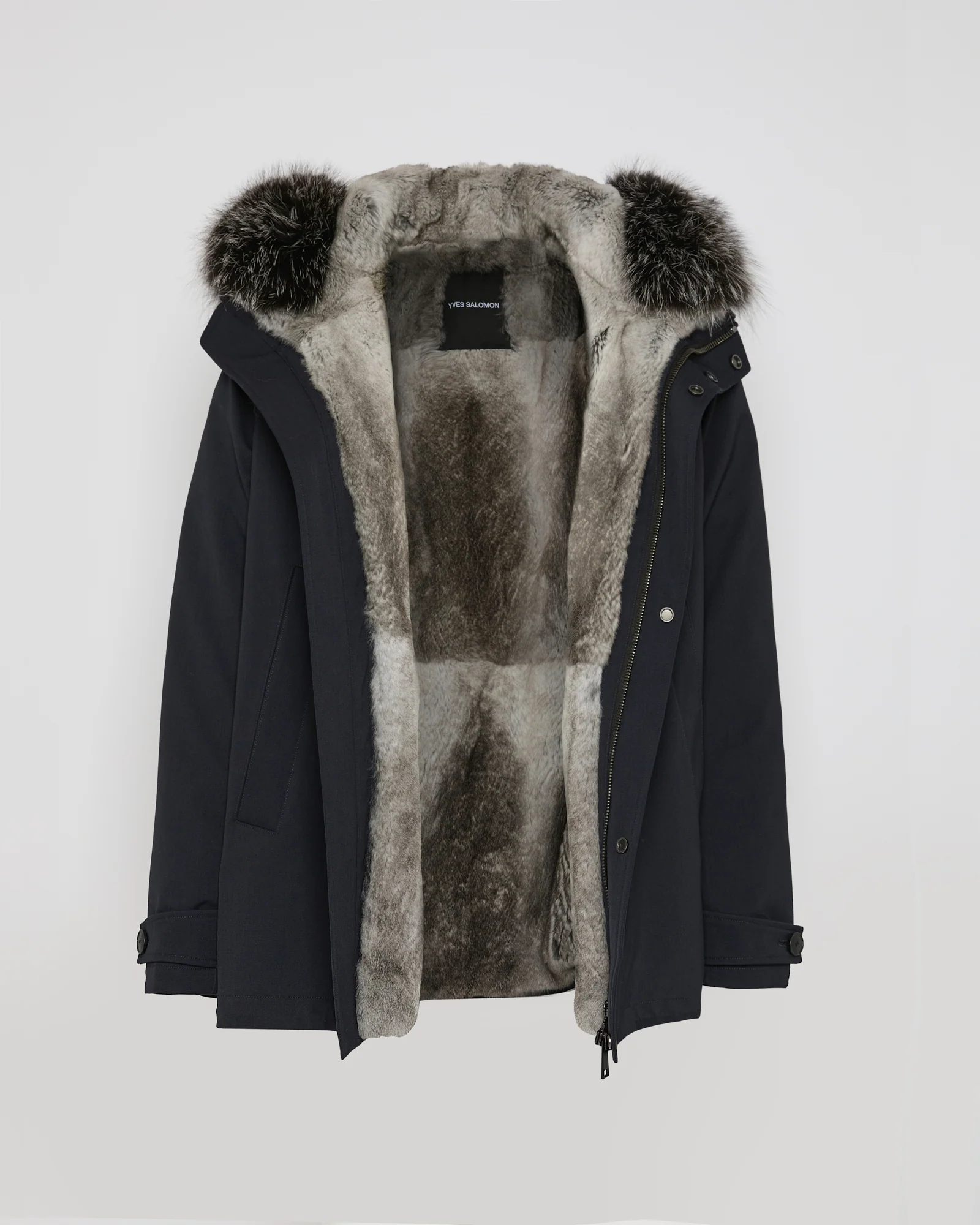 Short parka in technical wool and fox and rabbit fur – Image 9