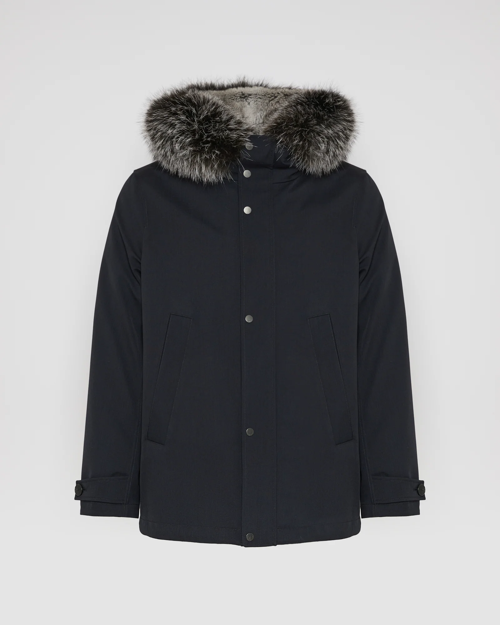 Short parka in technical wool and fox and rabbit fur – Image 7
