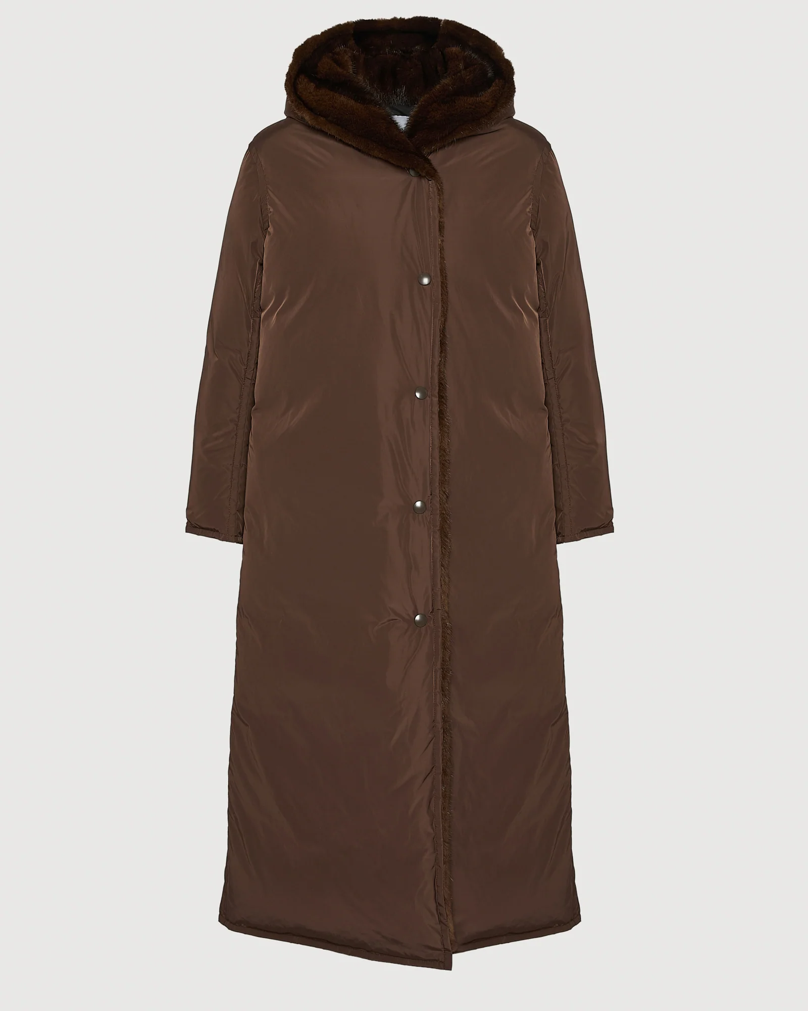 Long down jacket in technical fabric and mink fur – Image 8