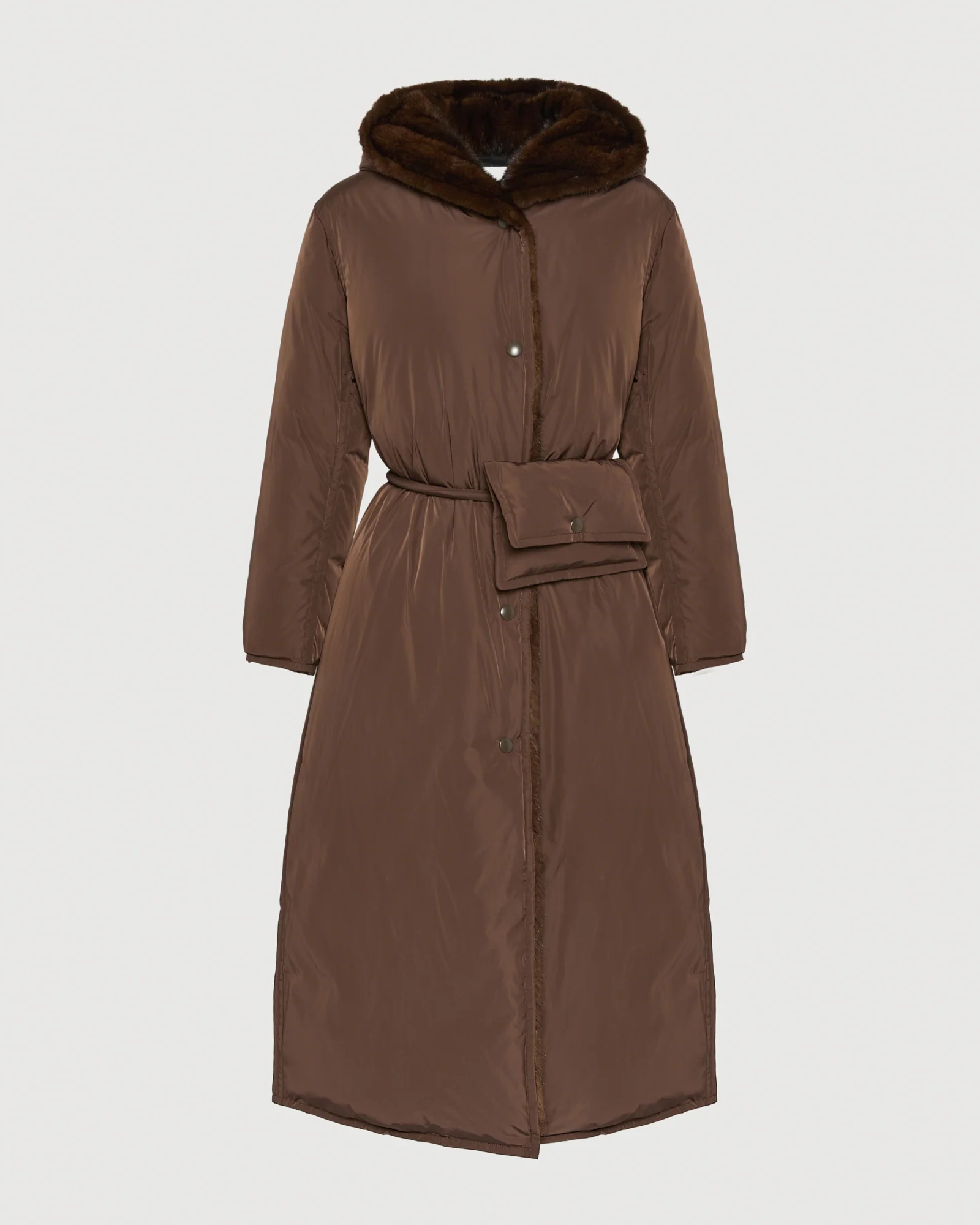 Long down jacket in technical fabric and mink fur – Image 6