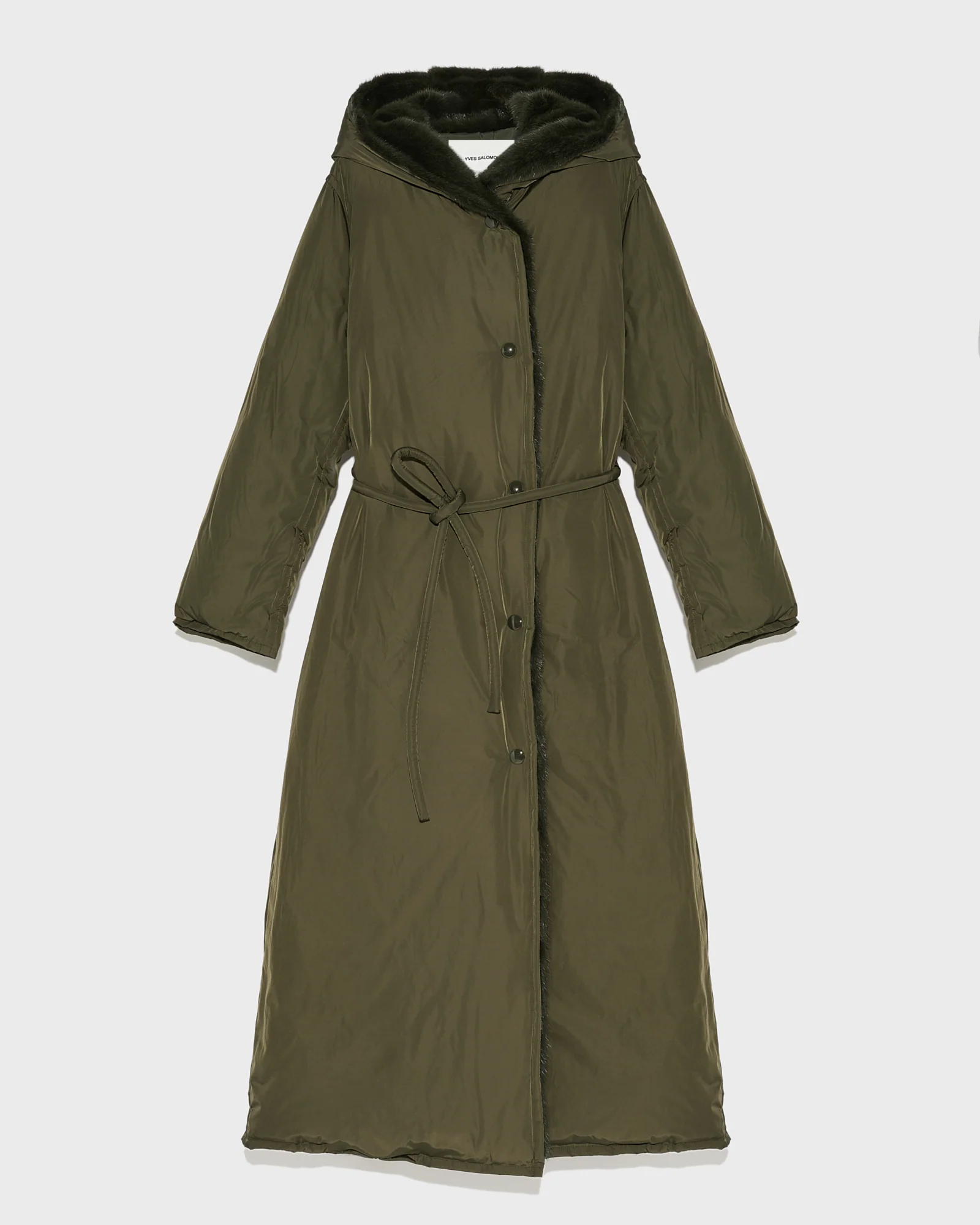 Long down jacket in technical fabric and mink fur – Image 5
