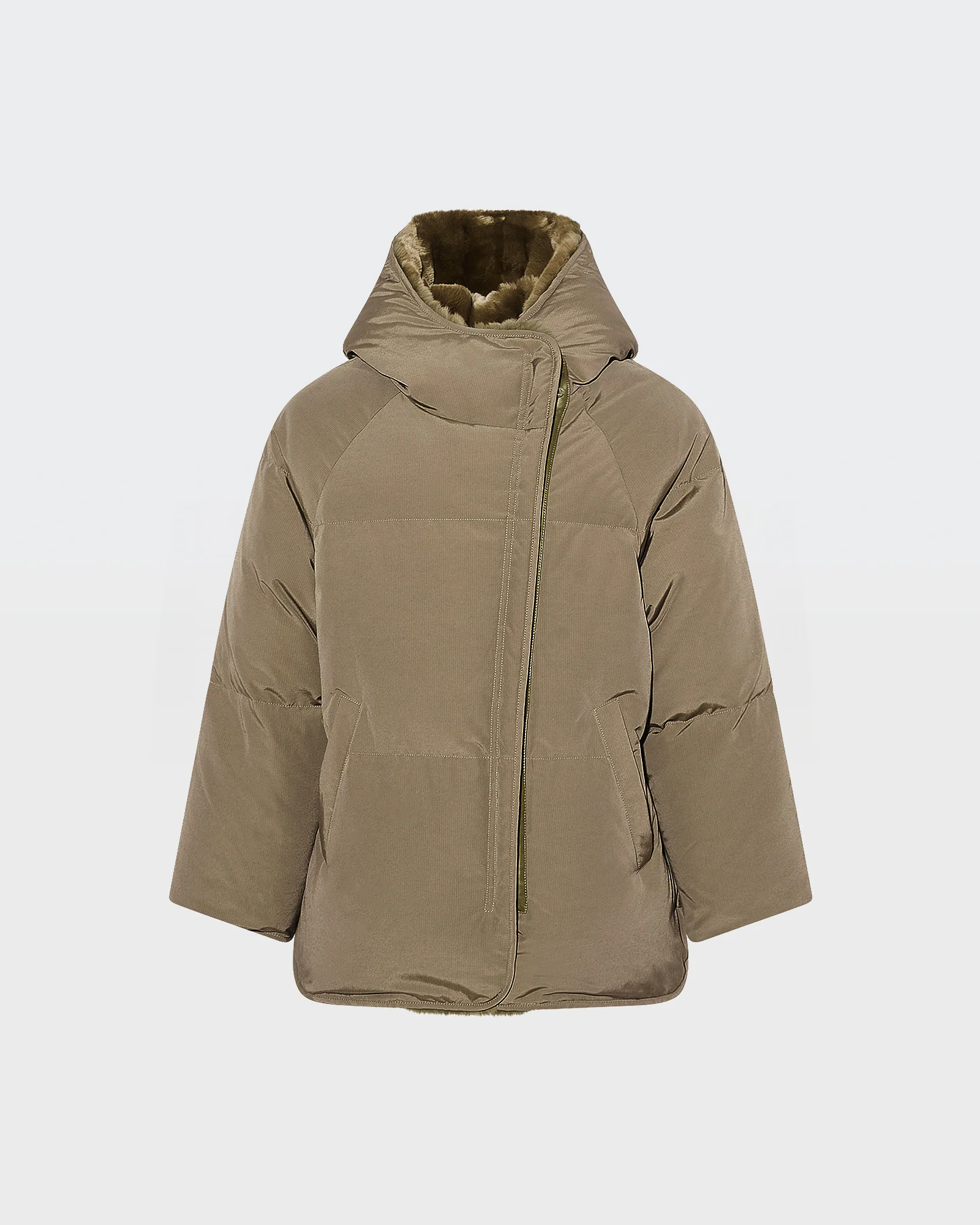Short down jacket with rex rabbit fur trim – Image 5