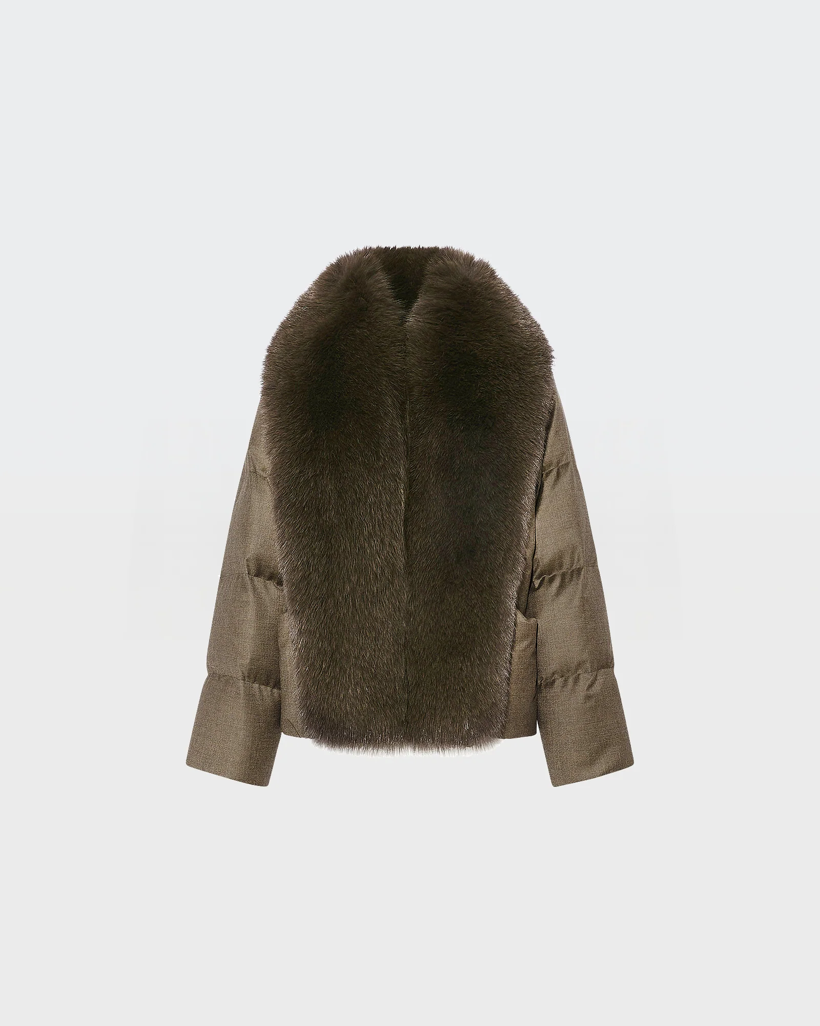 Short down jacket with large detachable fox fur collar – Image 6