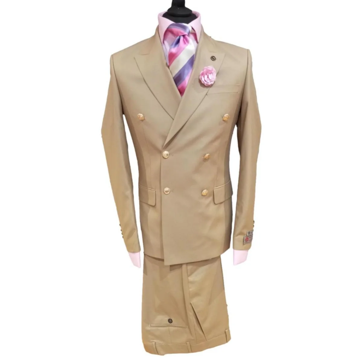 Costume blazer croisé beige : Marvin – Image 3